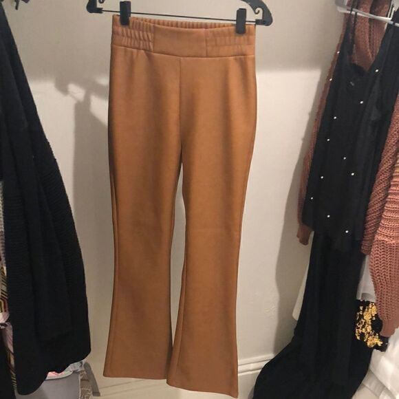Bagatelle NYC camel leather flare leg pants XS NWT - Picture 1 of 5